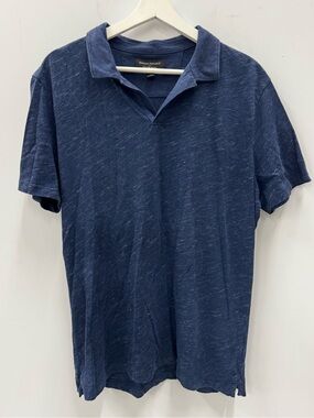 Banana Republic Men’s Heathered Navy Short Sleeve Polo Shirt Size Large